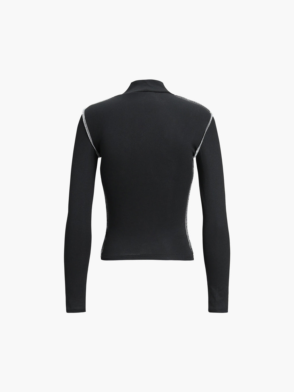 Contrast Trim Mock Neck Long Sleeve Top Women's Casual Fit