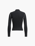 Contrast Trim Mock Neck Long Sleeve Top Women's Casual Fit