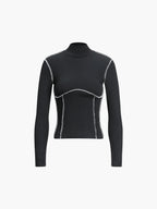 Contrast Trim Mock Neck Long Sleeve Top Women's Casual Fit