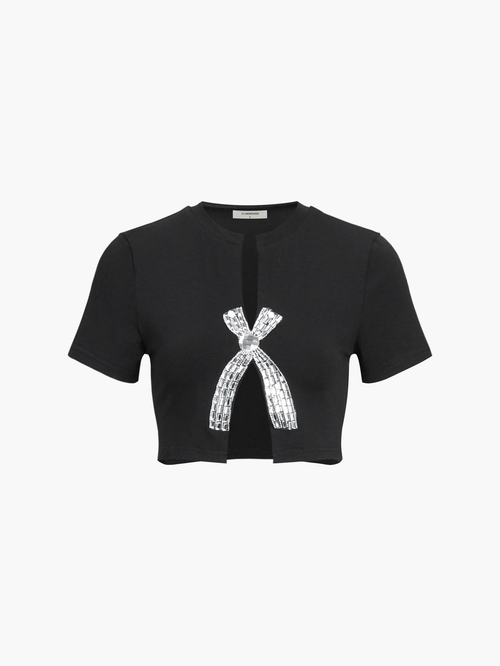 Rhinestone Bow Decorated Top Elegant Women's Casual Wear