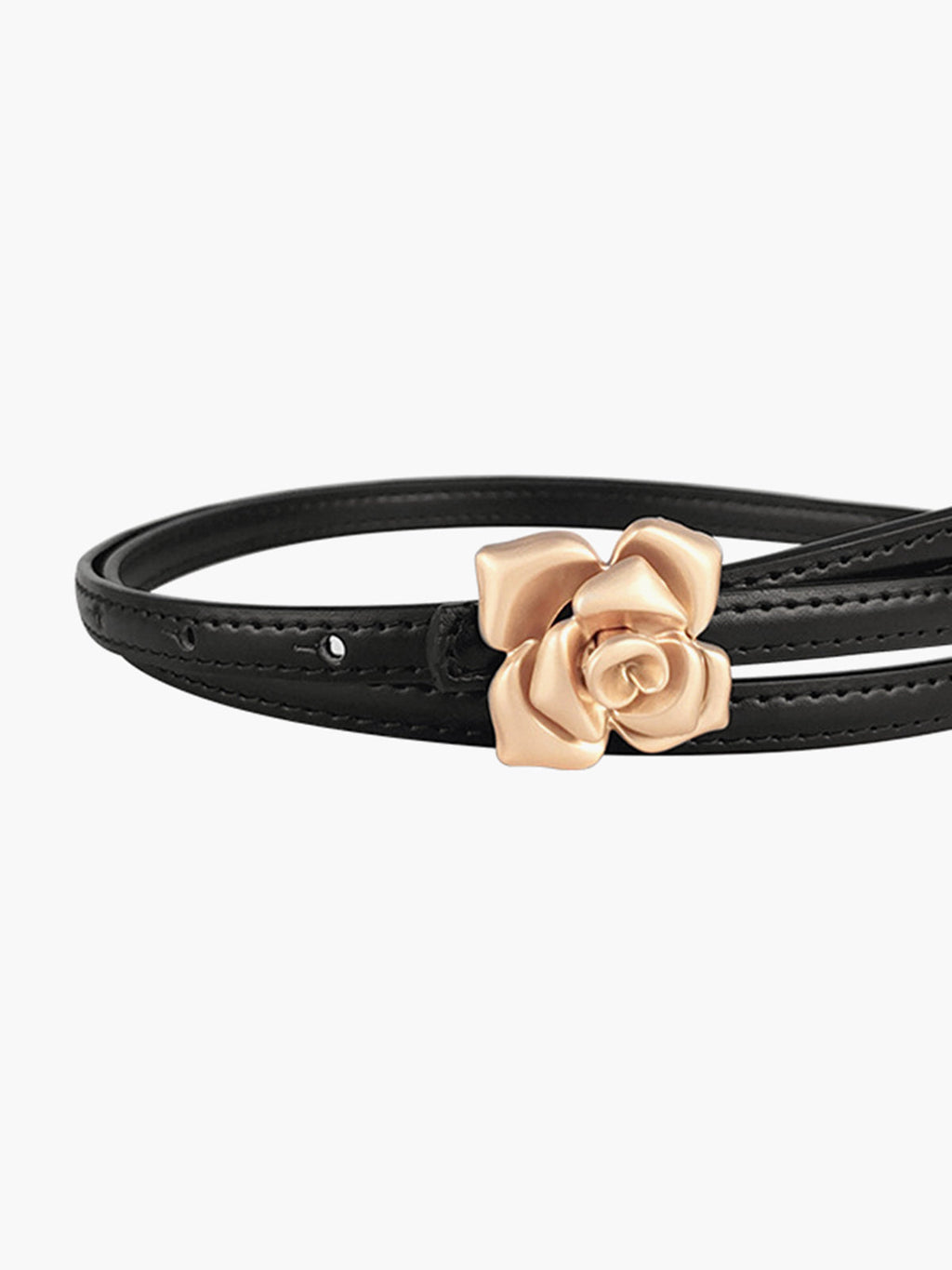 Gold Buckle Rose Belt with Genuine Leather Craftsmanship