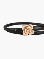 Gold Buckle Rose Belt with Genuine Leather Craftsmanship