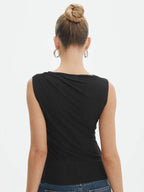 Solid Pleated Tank Top for Women Summer Casual Wear