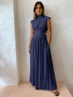 Mock Neck Cut Out Long Sleeve Maxi Dress for Women