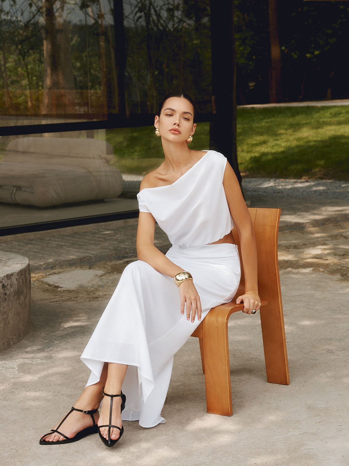 Cotton & Linen One Shoulder Off T-Shirt Casual Summer Style