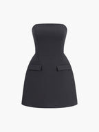 Solid Tube Mini Dress with Back Zipper Closure