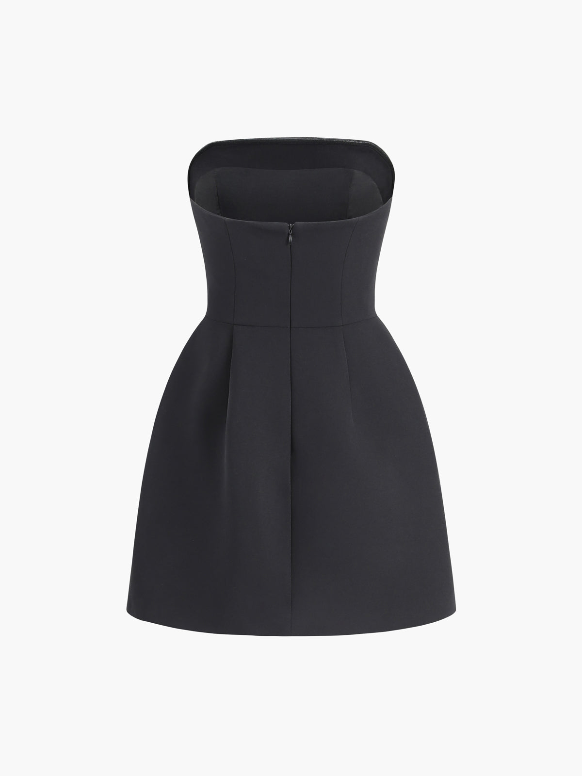 Solid Tube Mini Dress with Back Zipper Closure