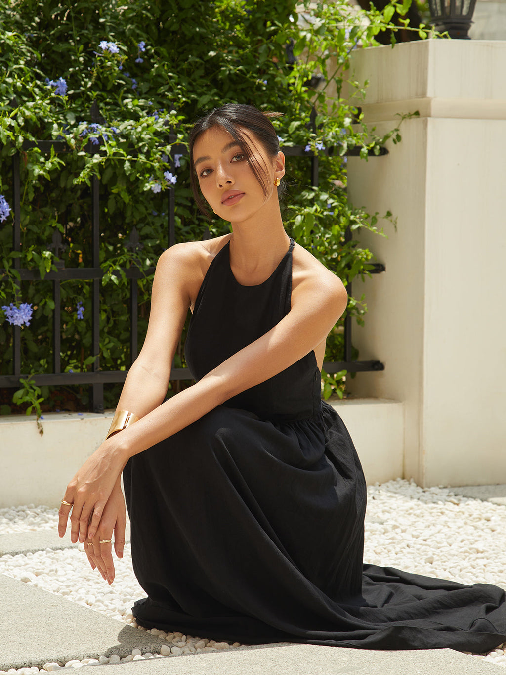 Solid Halter Long Dress for Evening Parties and Weddings