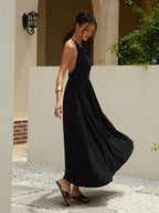 Solid Halter Long Dress for Evening Parties and Weddings