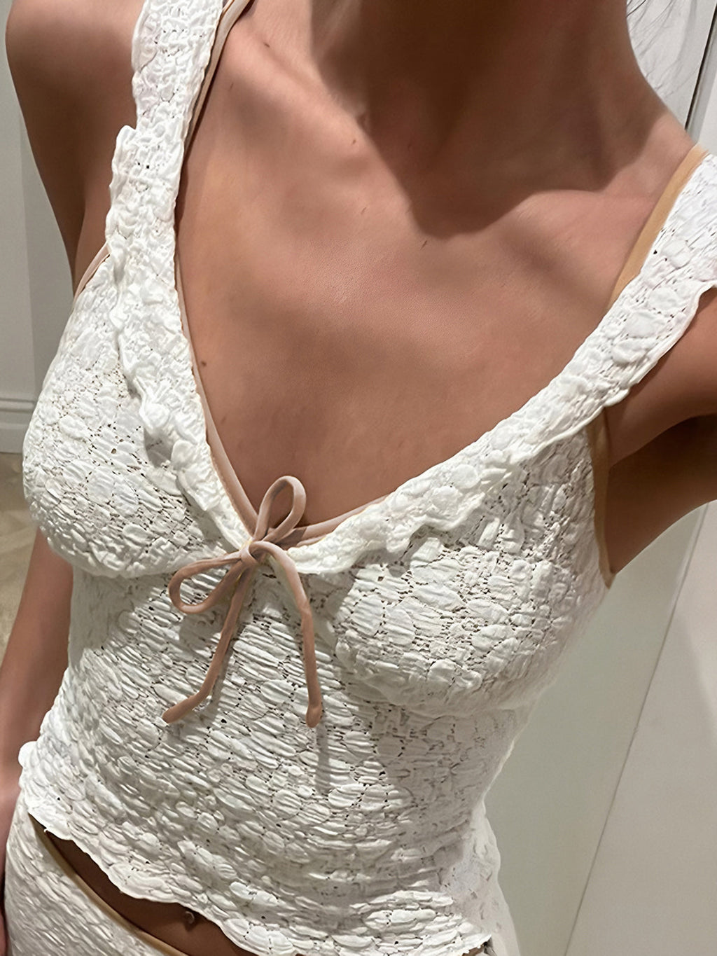 Sweetie Bow Detail Cami Top with Adjustable Straps for Women