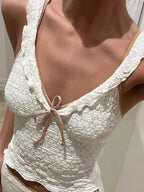 Sweetie Bow Detail Cami Top with Adjustable Straps for Women