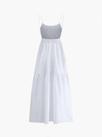 Solid Backless Long Dress with Elegant Flowing Skirt