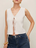 Plain Crochet Split Vest for Women, Casual Layering