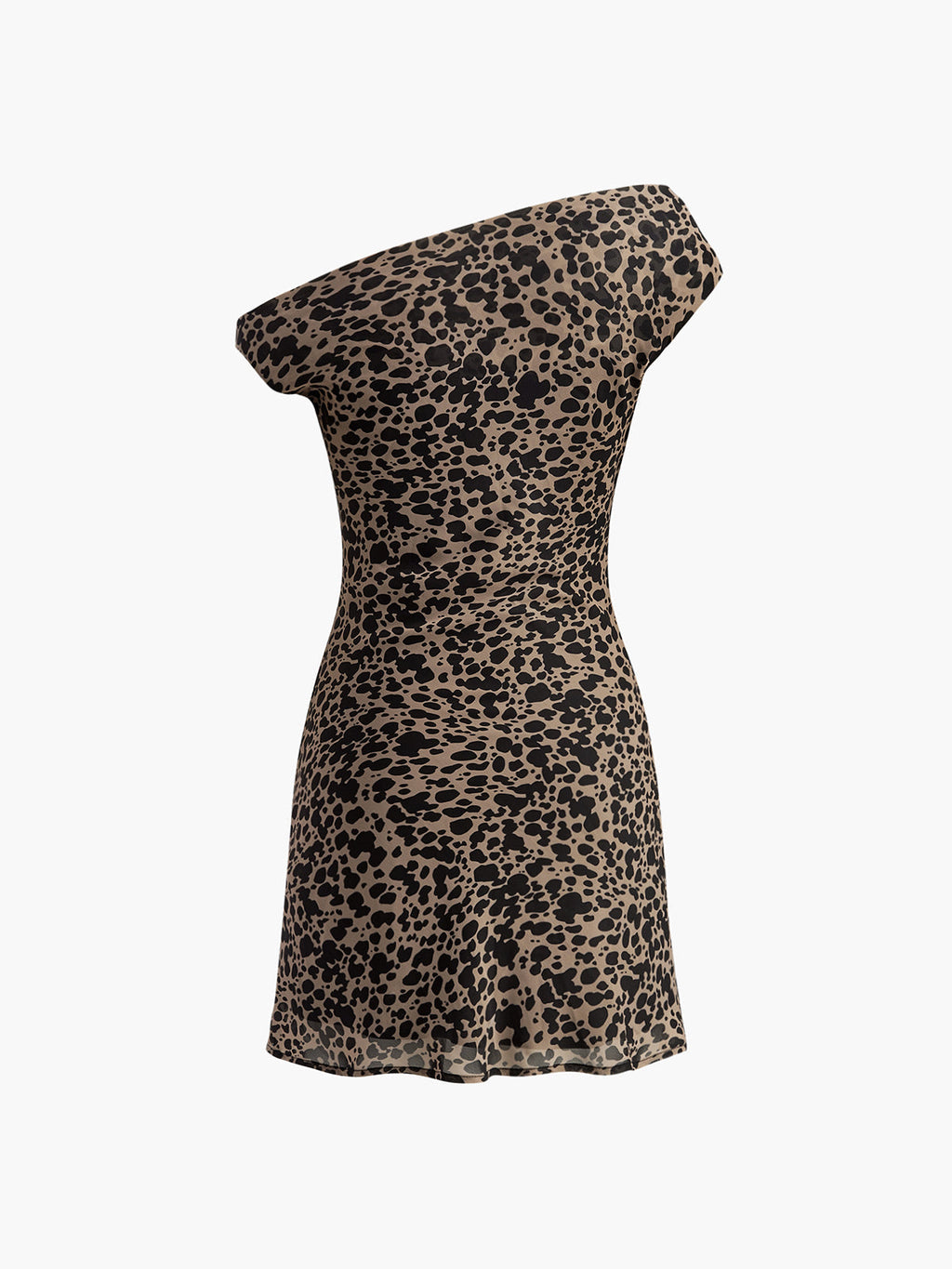 Asymmetric Collar Printed Short Dress for Casual Summer Wear