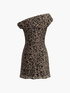 Asymmetric Collar Printed Short Dress for Casual Summer Wear
