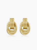 Gold Tone Multi Ring Drop Earrings with Elegant Long Dangles