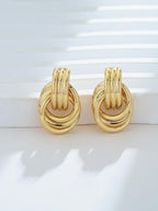 Gold Tone Multi Ring Drop Earrings with Elegant Long Dangles