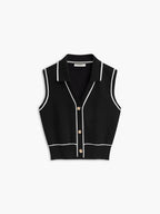 Button Front Contrast Binding Sleeveless Skirt Set | Summer Casual Women's Outfit