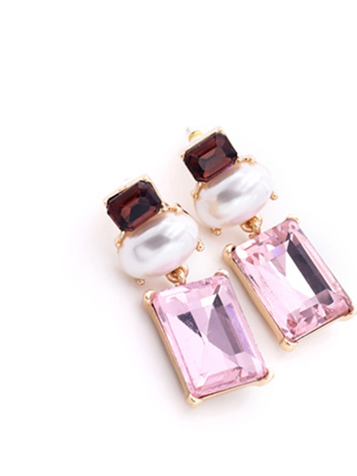 Geometric Rhinestone Drop Earrings Elegant Bridal Statement Piece