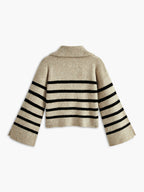 Oversized Striped Pullover Sweater for Women Cozy Knit