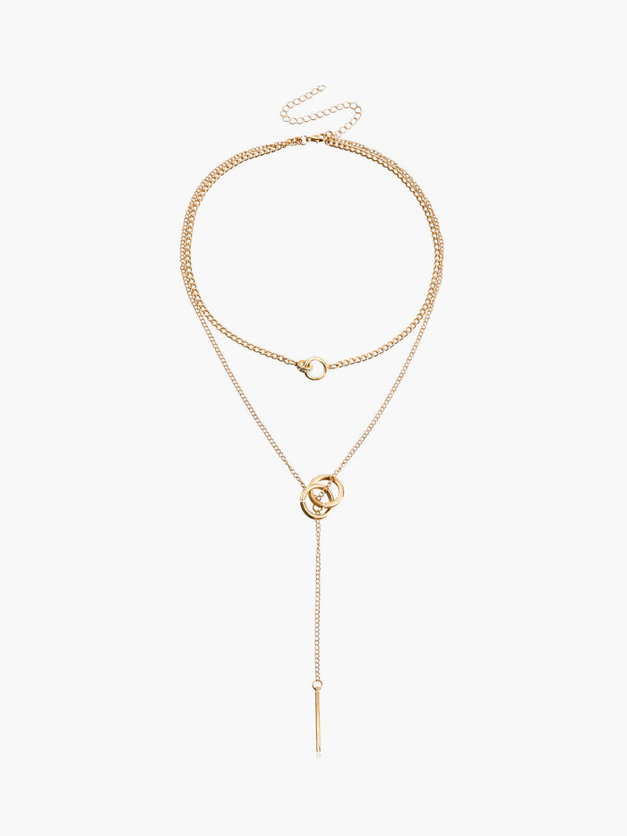 Double Circle Tassel Necklace Elegant Bohemian Style Pendant