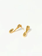 Double Water Drop Stud Earrings Elegant Dangle Sterling Silver