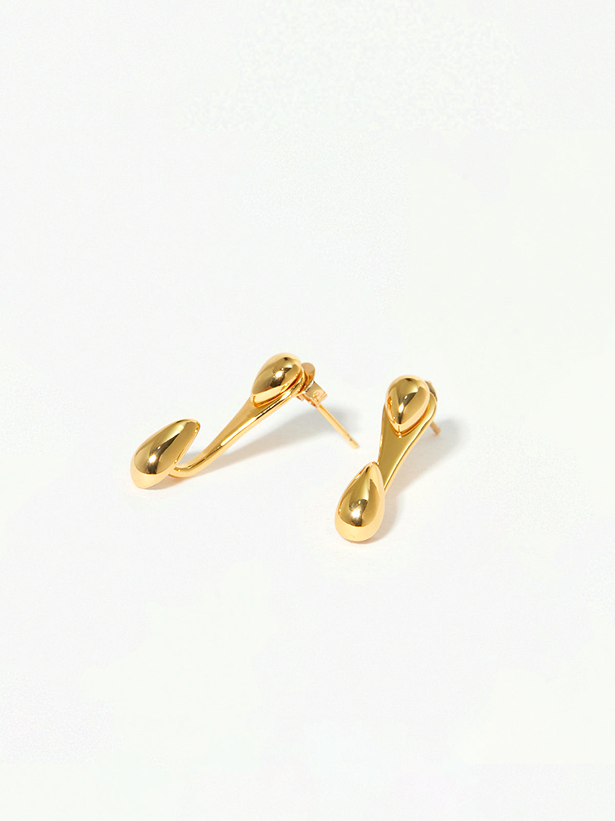 Double Water Drop Stud Earrings Elegant Dangle Sterling Silver
