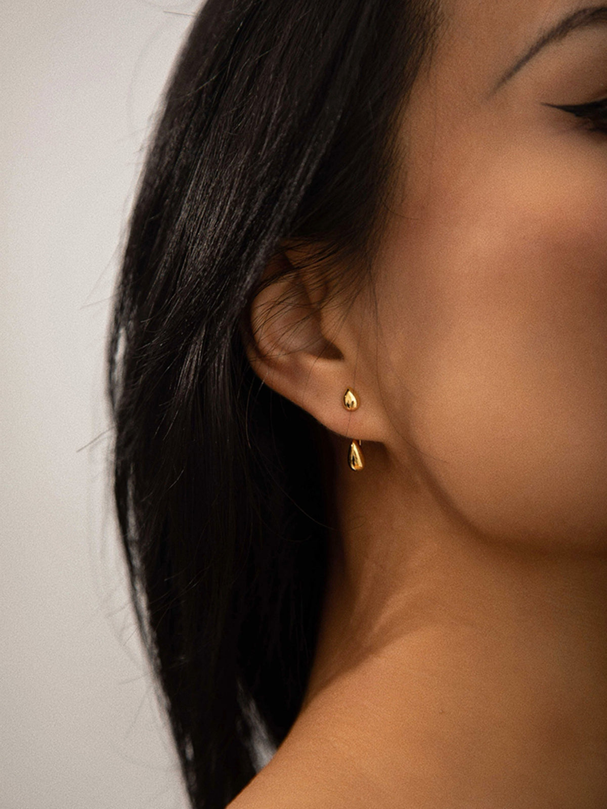 Double Water Drop Stud Earrings Elegant Dangle Sterling Silver