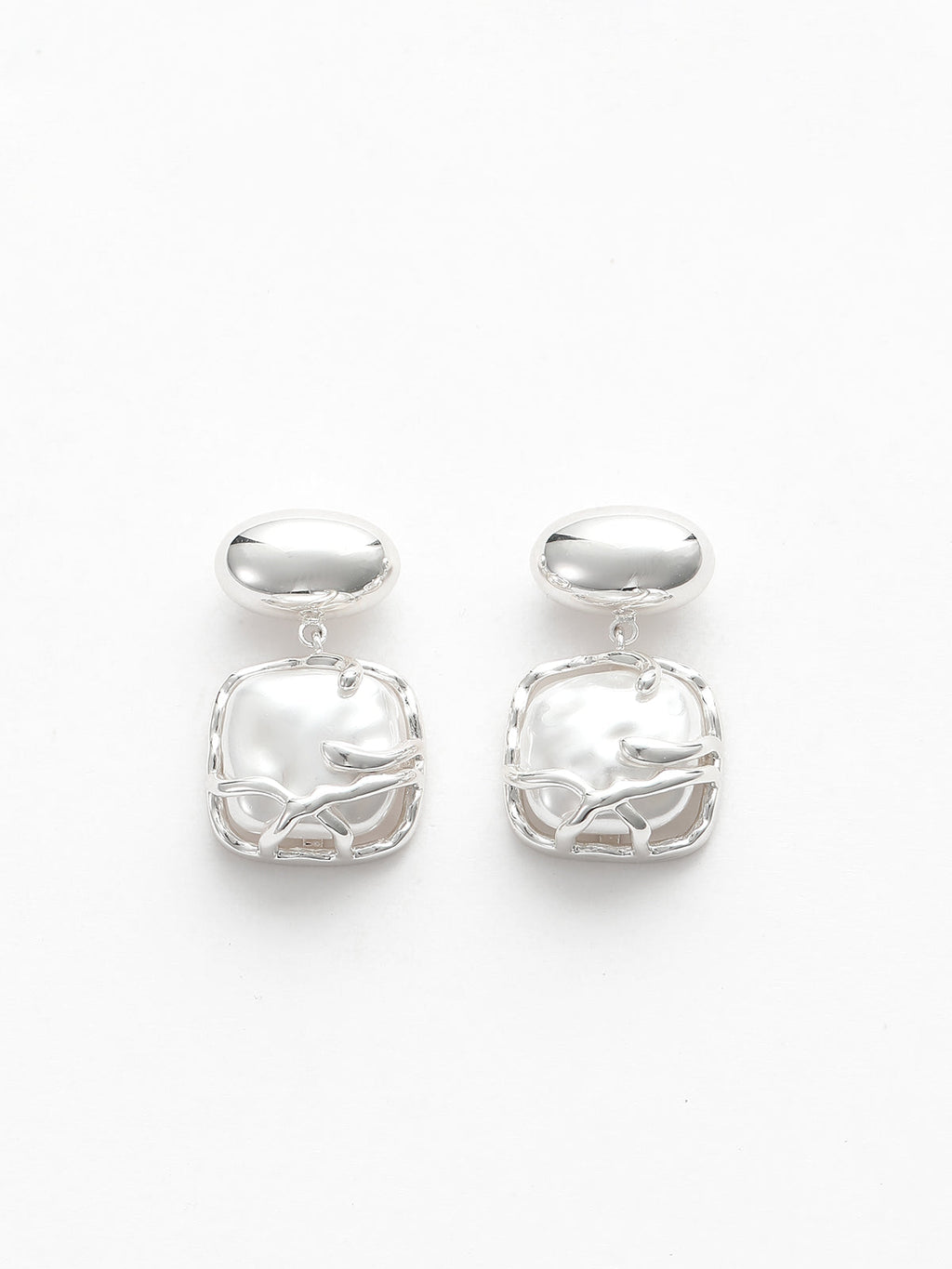 Baroque Pearl Pendant Earrings Handcrafted Silver Vintage Style