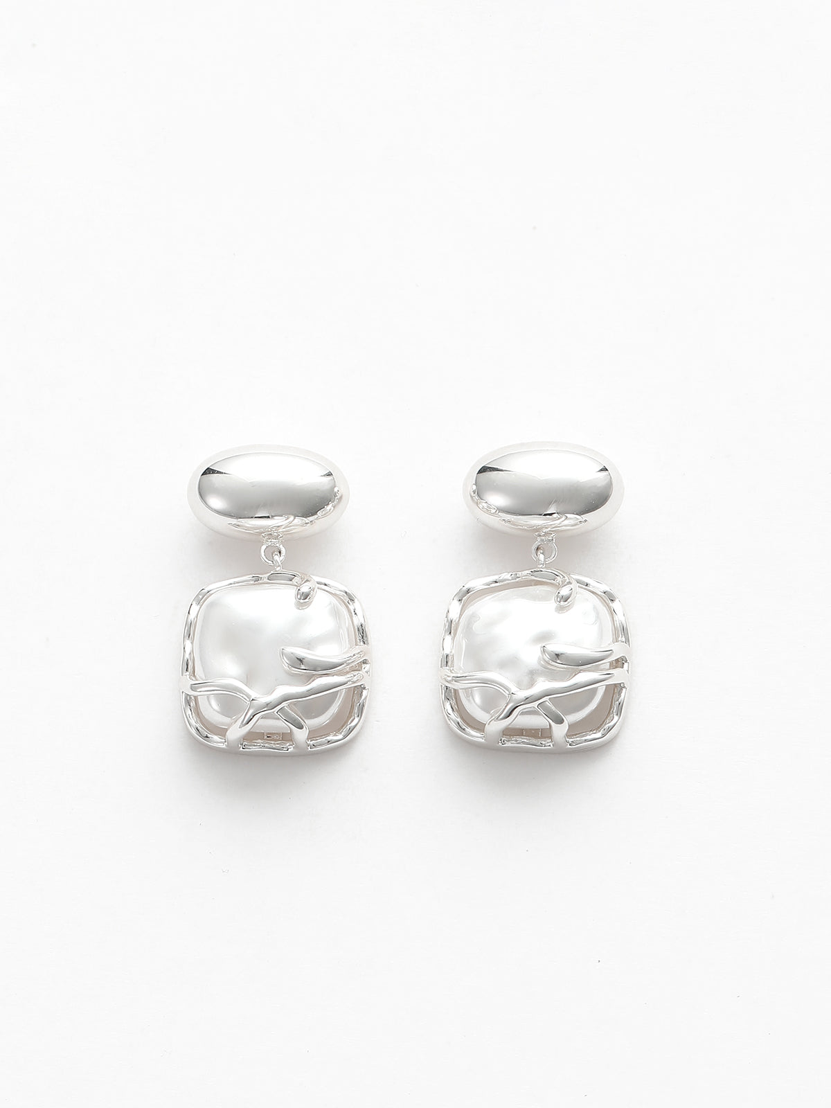 Baroque Pearl Pendant Earrings Handcrafted Silver Vintage Style