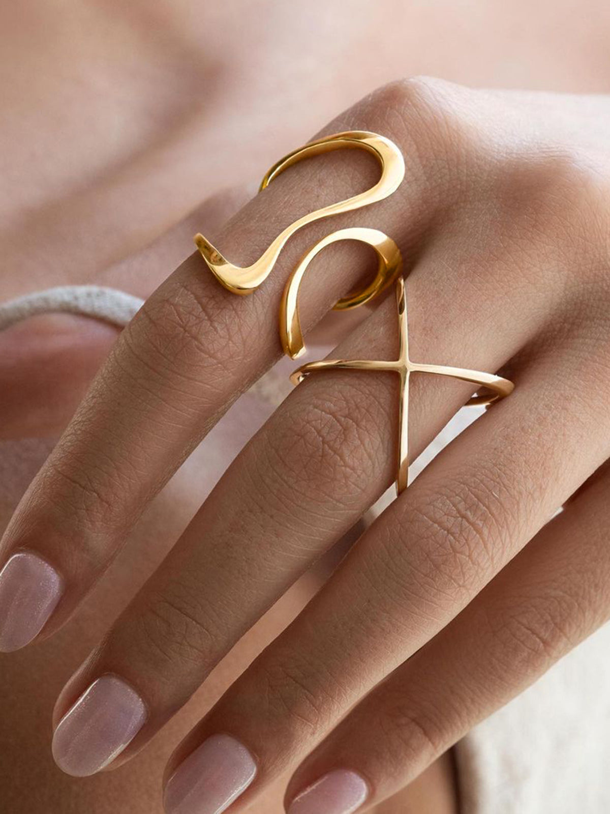 1pc Irregular Golden Whirl Open Ring Adjustable Unique Design