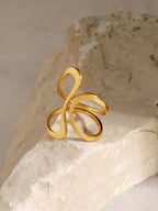 1pc Irregular Golden Whirl Open Ring Adjustable Unique Design