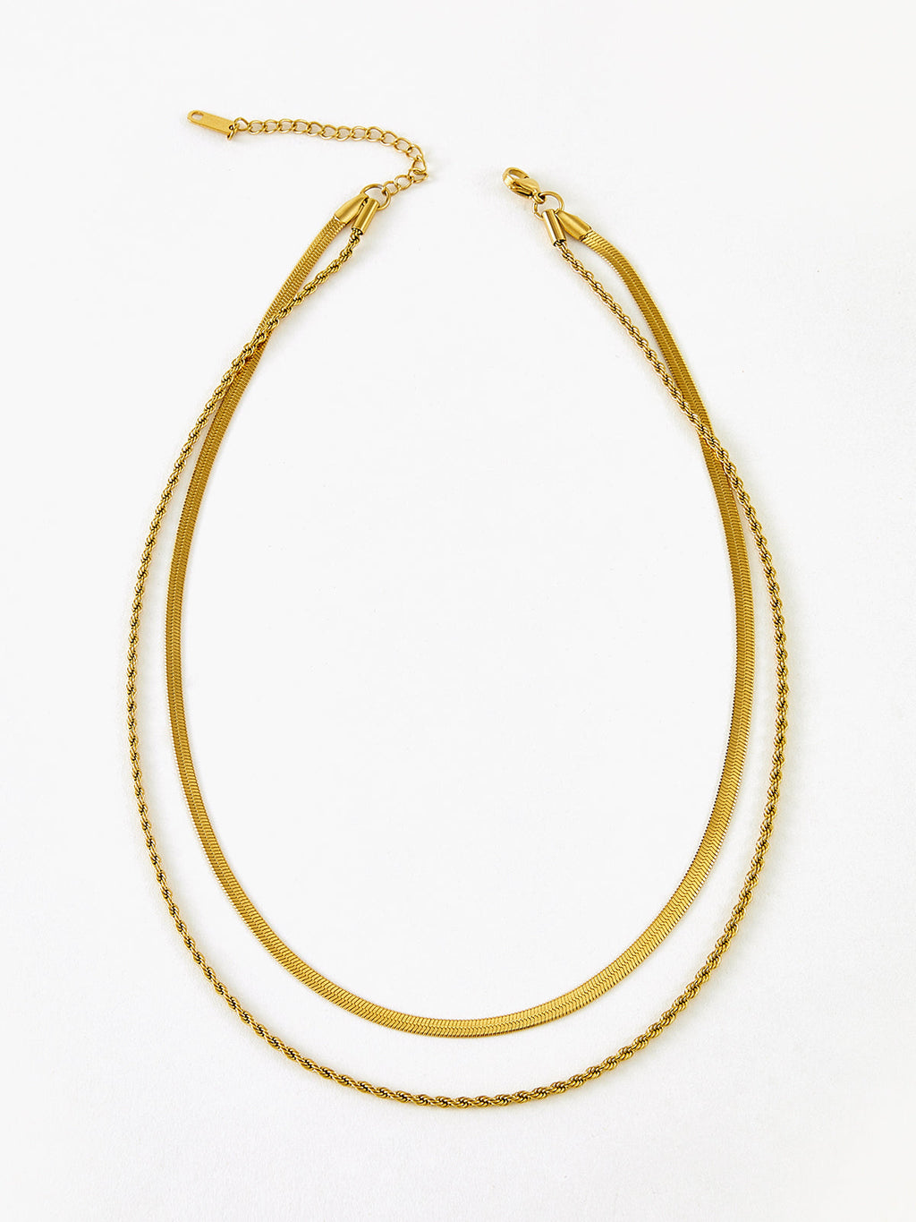 Double-Layer Snake & Twist Chain Necklace, Durable Stainless Steel, Unisex Design