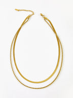 Double-Layer Snake & Twist Chain Necklace, Durable Stainless Steel, Unisex Design