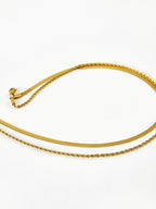 Double-Layer Snake & Twist Chain Necklace, Durable Stainless Steel, Unisex Design