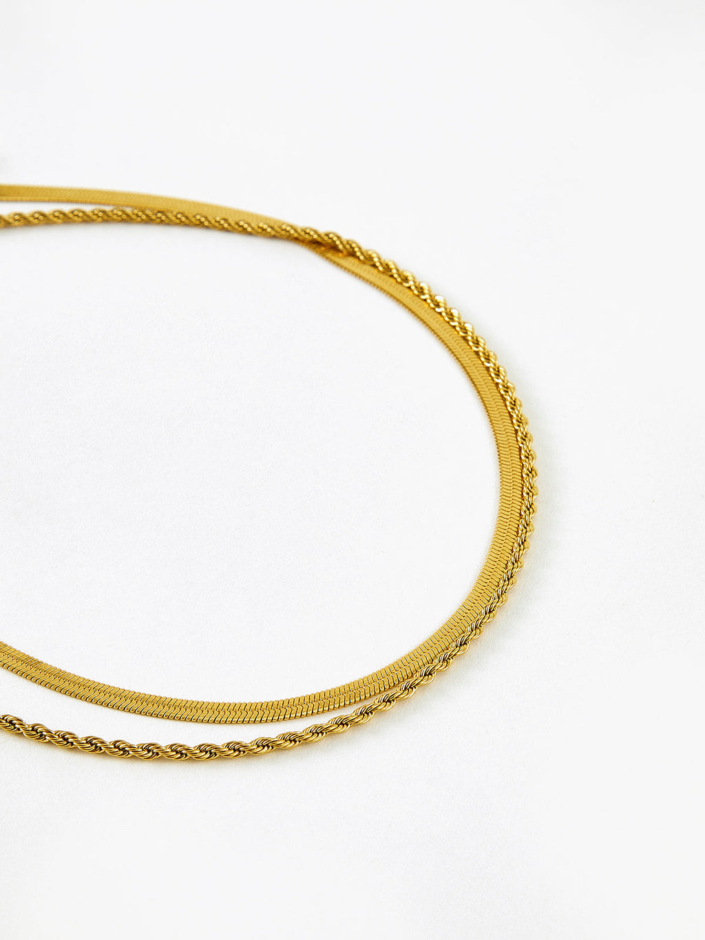 Double-Layer Snake & Twist Chain Necklace, Durable Stainless Steel, Unisex Design