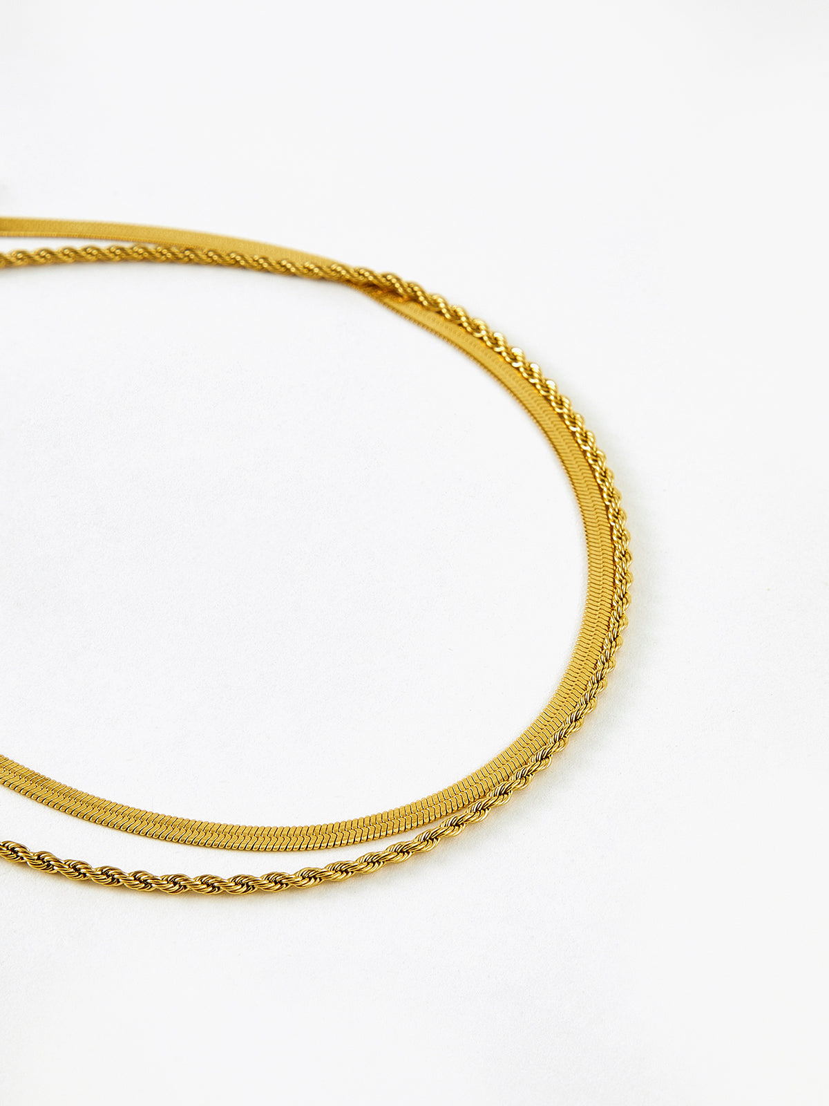 Double-Layer Snake & Twist Chain Necklace, Durable Stainless Steel, Unisex Design