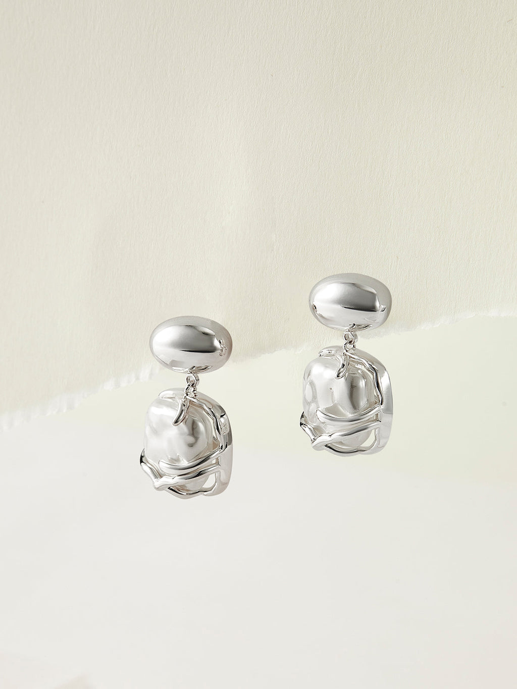 Baroque Pearl Pendant Earrings Handcrafted Silver Vintage Style