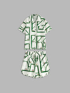 Print Drawstring Shorts Set Comfortable Lightweight Summer Loungewear