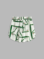 Print Drawstring Shorts Set Comfortable Lightweight Summer Loungewear
