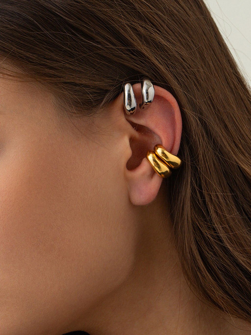Chunky Hoop Ear Cuff - Silver Non-Pierced Minimalist Jewelry