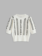 Contrast Binding Cable Knit Top Women's Sweater Winter Fashion