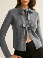 Bow Knotted Cardigan with Elegant Button Detail