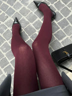Plain Soft Velvet Touch Durable Stretch Tights for Women