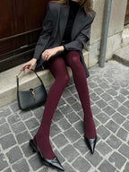 Plain Soft Velvet Touch Durable Stretch Tights for Women