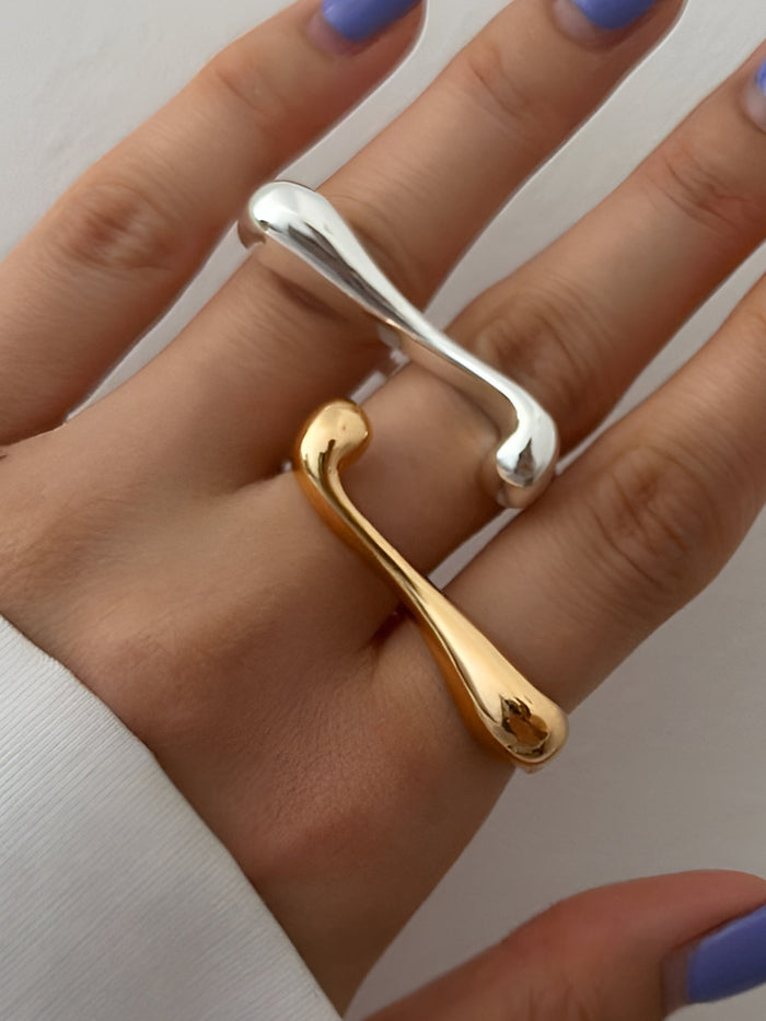 Irregular Water Drop Open Ring Adjustable Statement Piece