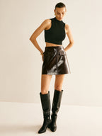 Versatile Zipper PU Leather Mini Skirt for Women - Trendy Streetwear Fashion