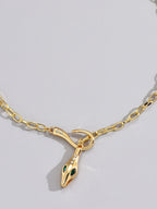 Rhinestone Snake Chain Necklace with Adjustable Clasp Closure