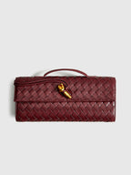 Two Way Woven Flap Clutch Shoulder Bag with Adjustable Strap for Women