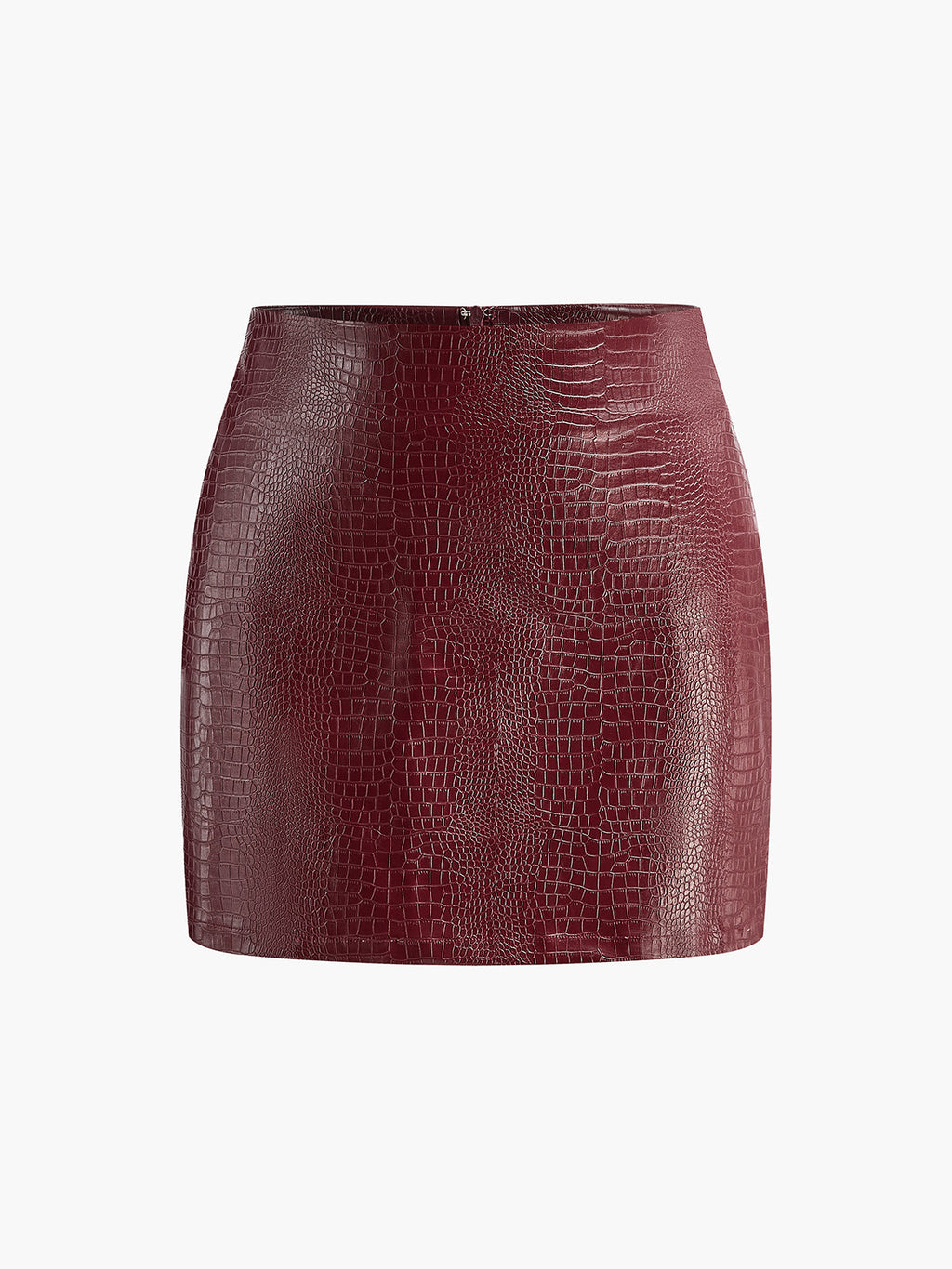 Faux Leather Textured Mini Skirt with High Waist Fit